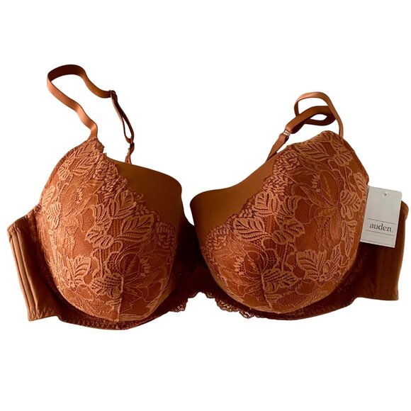 Auden Lightly Lined Balconette Coverage Underwire Bra 46DDD Brown Lace NEW NWT - Picture 1 of 13